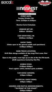 Nissfest SoCal 2022 Schedule